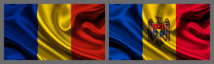 Romanian flag (left) and Moldavian flag (right)